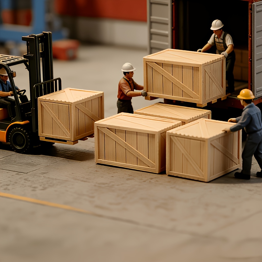 6pcs Plastic Simulation Wooden Box Models for Train Layout